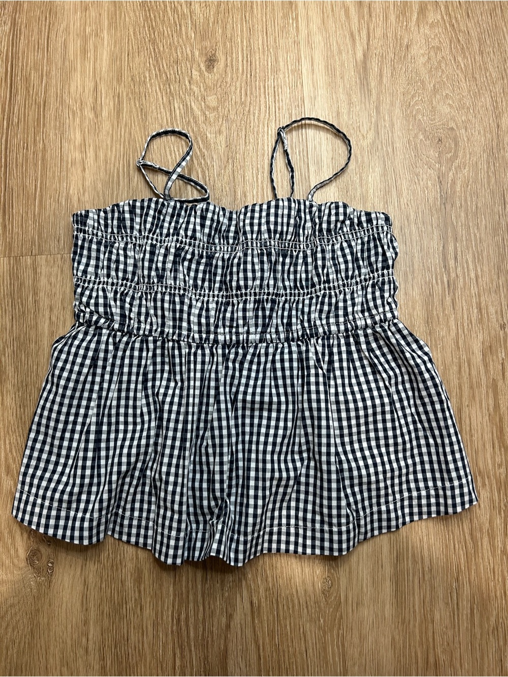 Abercrombie Kids Navy Gingham Smocked Babydoll Tank Top Size 11/12
